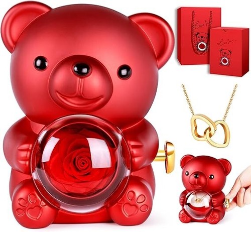 Orsetto rosso con rose - orsetto,