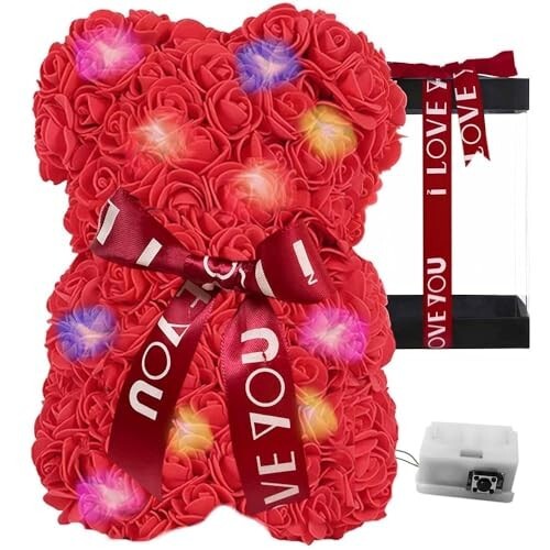Orsetto rose rosse con led - rose,